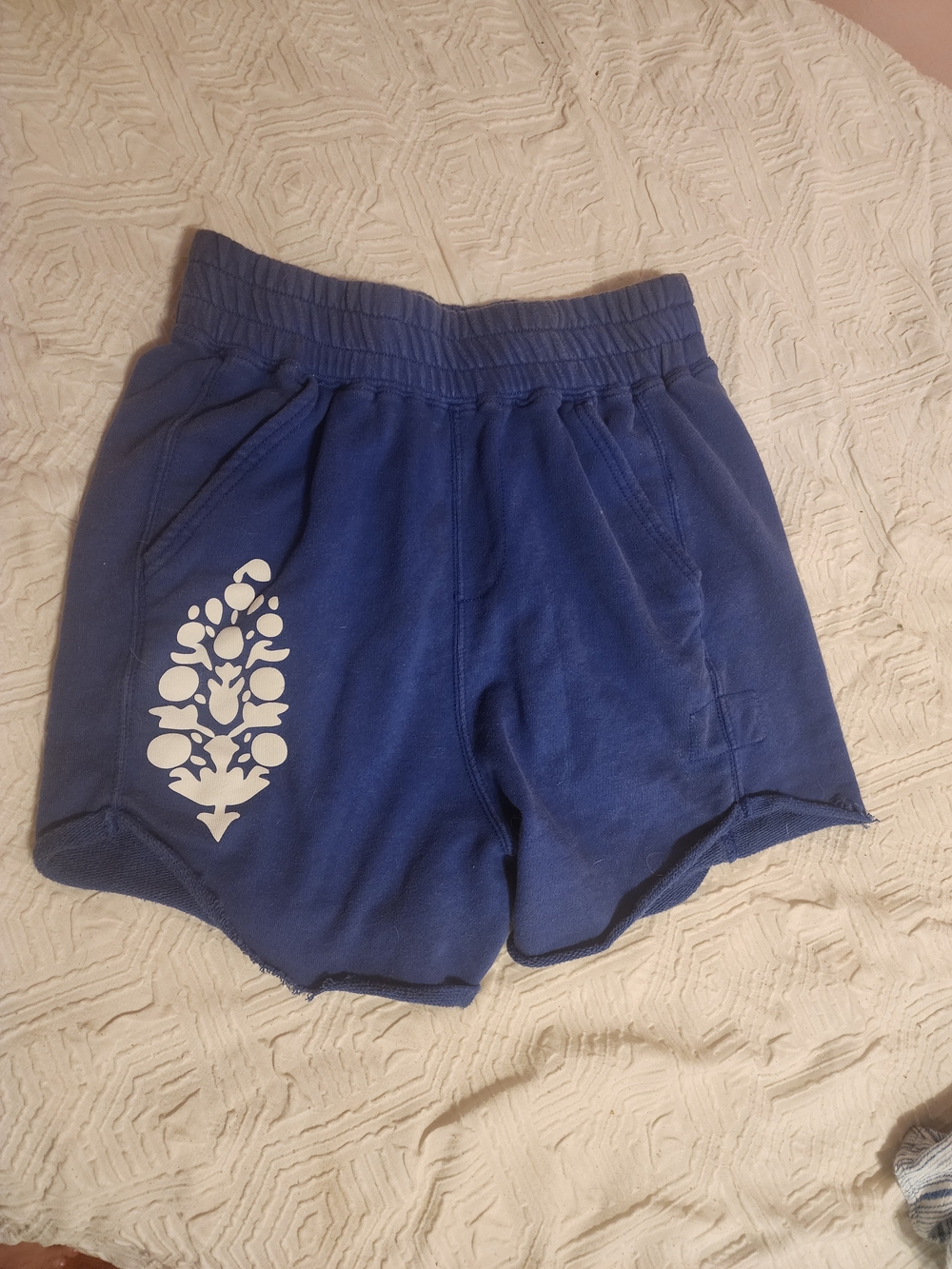 FP Movement by Free People Navy Blue Lounge Shorts with White Floral Motif